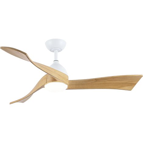 Ventilatore da soffitto luminoso - L.132 cm - Legno di paulonia naturale chiaro - ELVARA (1/5)