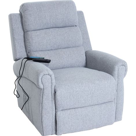 [NEUWERTIG] Fernsehsessel HHG-711, Relaxsessel Sessel, Liegefunktion Aufstehhilfe Massage Heizfunktion, Stoff/Textil hellgrau