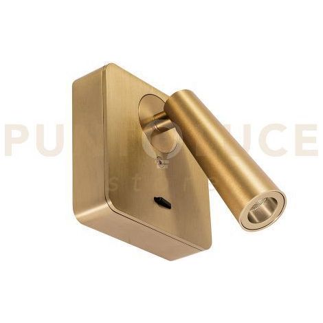 GAP592 APPLIQUE A PARETE IN ALLUMINIO CON SPOT ORIENTABILE 1 LUCE ATTACCO QUADRATO LED 3000K 180LM 3W ORO OPACO