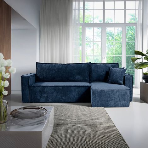 Ezekiel Ecksofa, umkehrbar, 3-Sitzer, Cord Blau (1/5)