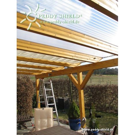Sonnensegel Breite 91 cm - Farbe weiß / 275 cm mit Laufhaken und Stoppern (1/5)