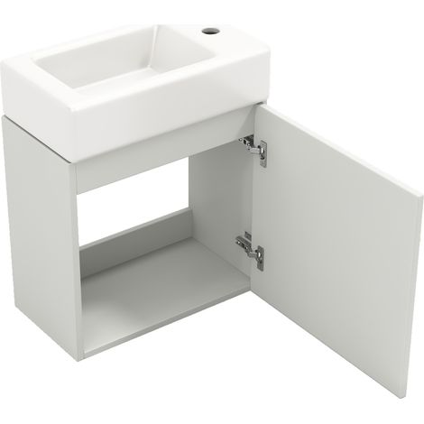 Mueble de baño suspendido con lavabo cerámico 46 x 26 x 56 cm MDF blanco HOMVRA (1/5)