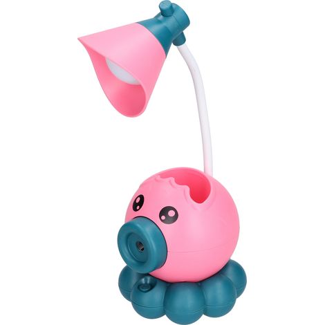 Lampe de bureau LED en forme de pieuvre, pliable, multifonctionnelle, lumière blanche chaude, chargement USB, jolie lampe de bureau rose (1/5)