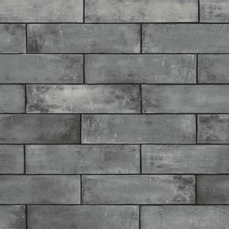 Grey Tile Brick 3D Effect Wallpaper D-C-Fix Bathroom Kitchen Vinyl (1/2)