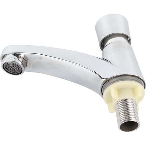 Robinet de lavabo temporisé en alliage de cuivre avec interrupteur poussoir, économiseur d'eau, pour la maison, la cuisine, la salle de bain ou l'hôtel. (1/5)