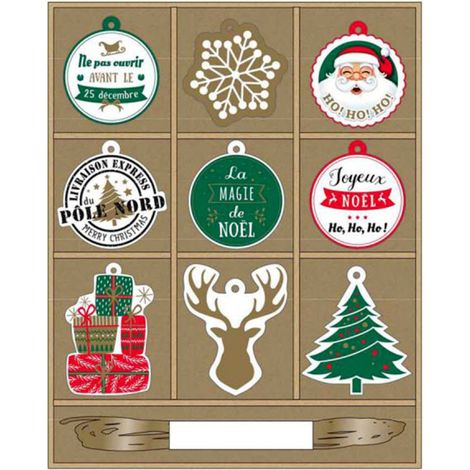 Lot de 10 Étiquettes Cadeaux "Noël" 13cm Multicolore (1/2)