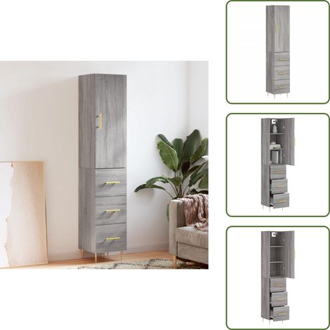 Muebles decorativos - vidaXL Aparador alto madera contrachapada gris Sonoma 34,5x34x180 cm - Aparador gris Sonoma