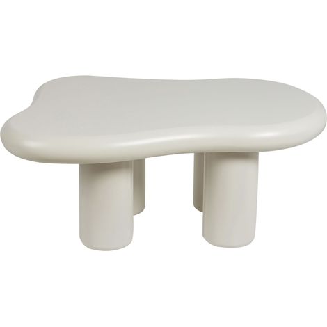 Table Basse Moderne Minimaliste MDF 100 x 70 cm Blanche Forme Ovale Ondle