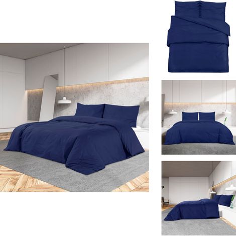 Ensemble de housse de couette Bleu marine 200x220 cm Coton - Housses De Couette - Linge De Lit - Literie - Drap Housse - Coton (1/5)