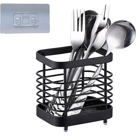 Panier à Couverts en Acier Inoxydable, Porte Ustensile Cuisine, Panier à couverts 10 cm, égouttoir à Vaisselle, Organisateur D'évier de Cuisine, Accessoires (1/5)