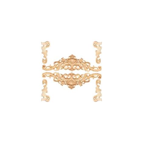 6 Pièces Moulure Décorative en Bois, Onlay Applique Sculpté, Objet Décoratif, Décalcomanie pour Sculpture, Ornements pour Meubles, 2 Styles (1/5)