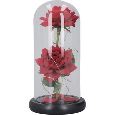 Lampe décorative électrique LED en forme de rose avec abat-jour en verre (2 pièces) – idée cadeau d'anniversaire pour maman. (1/5)