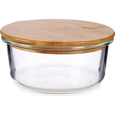 Boîte de Conservation Ronde en Verre avec Couvercle Hermétique en Bambou - 62cl (1/2)