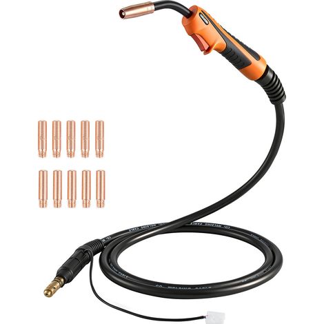 Pistolet de Soudage MIG 100 A Torche de Soudage MIG Remplacement pour Lincoln Magnum 100L (K530-5), avec Câble 3 m, 5 Embouts de Contact 0,9 mm et 5 Embouts de Contact 0,8 mm Supplémentaires (1/5)