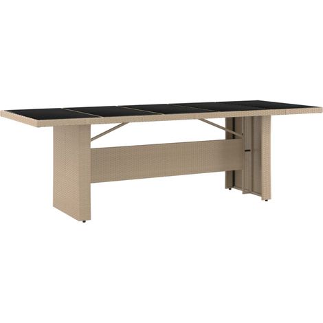 Maison Exclusive - Gartentisch mit Glasplatte Beige Poly Rattan &