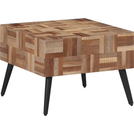 Table basse Table de salon Table de café gris 55x55x40 cm teck de récupération massif (1/5)