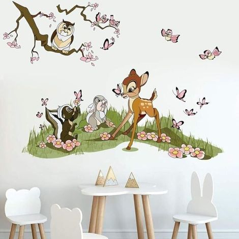 Stickers Muraux Animaux Foret Autocollant Mural Bambi Jungle Amovible Deco Stickers Chambre Bébé Enfant Decoration (1/4)