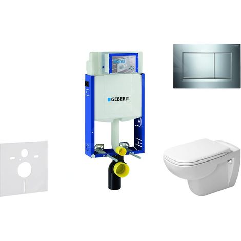 Geberit Kombifix - Ensemble bâti-support, cuvette de toilette et siège D-Code, Rimless, SoftClose, plaque Sigma30, chrome (1/5)