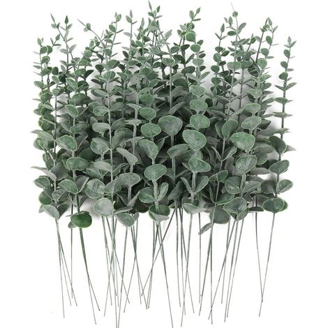 Set mit 36 künstlichen grünen Eukalyptuszweigen und -blättern für Zuhause, Büro oder Blumensträuße