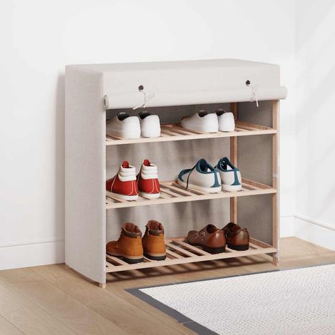 Schuhschrank mit Abdeckung Weiß 79 x 40 x 80 cm Stoff
