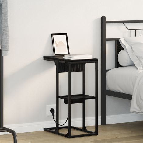 vidaXL Bedside Cabinet Black Oak 41.5 x 26 x 60.5 cm Engineered Wood (1/5)