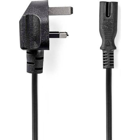 Cable de Alimentación UK Macho UK IEC-320-C7 2.00 m Sí 2 x 0.75 mm² Cobre Redondo Chapado en nickel UK PVC Conector de alimentación: UK / Type G 250 V AC 3 A Negro (1/3)