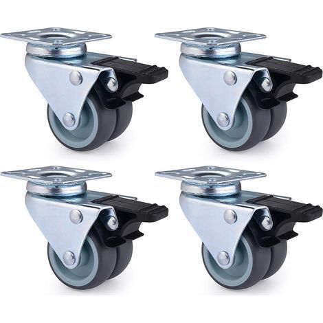 Lot de 4 Roulettes Pivotantes Ultra-résistantes avec Frein d’arrêt pour Meubles Capacité 600 kg (1/5)