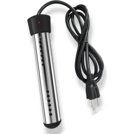 Chauffe-eau à immersion 1500W avec grille en acier inoxydable, chauffe-eau électrique portable submersible, prise américaine, noir (1/5)