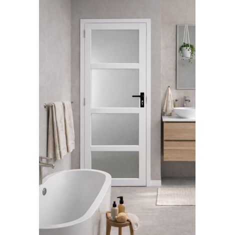 Bloc Porte Tana Vitrée Blanc H204 X L63 Cm Côte Tableau P.droit,poignee Gd Menuiseries (1/4)