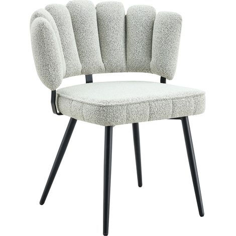 Ensemble table ronde 60 cm MDF noir avec 2 chaises de salle à manger grises à dossier fleur en tissu lin (1/5)