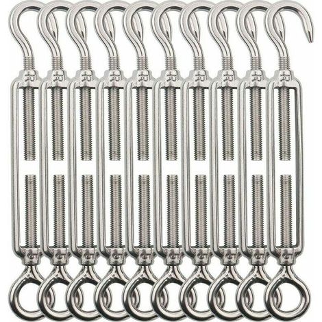M5 Haken-Kabelspannschloss (Haken und Öse), Stahldrahtspannschloss / Edelstahl 304 Kabelspannschloss für Wäscheleine, Stahlkabel, Stahlseil - 10 Stück (1/4)