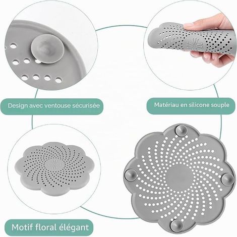 Protection de Drain de Silicone, Gris (1/3)