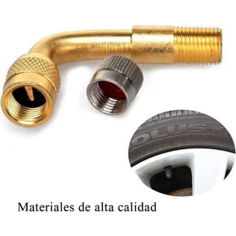 Lot de 2 rallonges de valve à 90 degrés en cuivre Extension de valve de pneu pour voiture, moto, vélo ou scooter (1/4)