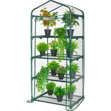 Serra per piante a 4 ripiani - Misura 69x49x155 cm - Mini Serra da balcone con struttura in acciaio e telo in PVC per proteggere piante e fiori (1/5)