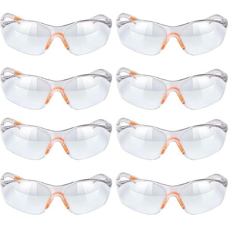 8pcs Lunette de Protection Travail, Lunette Protection Chimie, Transparente Lunettes avec Pont-de-Nez, S'applique à Travaux Extérieurs (Tels Construction Electrique, Ski) (1/5)