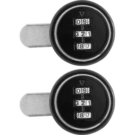 2 pièces en alliage de Zinc mot de passe mécanique Code à 3 chiffres serrure d'armoire de boîte aux lettres noir 20mm/0,79 pouces (1/5)
