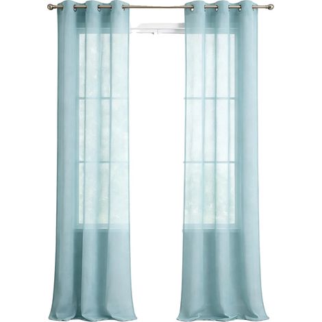Cortinas de poliéster translúcido, diseño minimalista, ojales resistentes a la corrosión, color azul lago. (1/2)