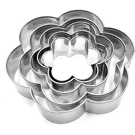 Emporte-pièce - Acier Inoxydable - Forme Fleur - 5 Pièces - Pour Pâtisserie Biscuits Gâteaux - Usage Familial et Enfant - Set Complet (1/5)