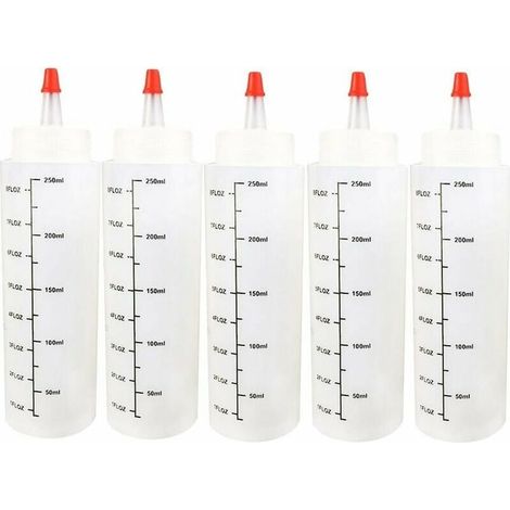 botellas cuentagotas de 250 ml, botellas de líquido, viales de plástico vacíos con escala, tapa a prueba de fugas, salsa para líquidos electrónicos, manualidades de bricolaje. (1/4)