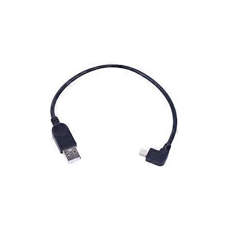 11,81 Zoll langes, rechtwinkliges USB-auf-Mini-USB-Ladekabel mit Datensynchronisation für Autonavigation, Schwarz