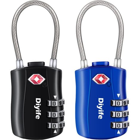 2er Set TSA Zahlenschloss mit 3-stelligem Code für Koffer und Taschen