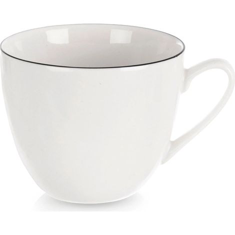 Porcelain Coffee/Tea Cup, White, 200 ml, Black Rim (1/5)