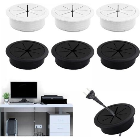 6 Pieces Desk Cable Grommet 60mm Desk Cable Cover Wall TV Cable Cover Round Wall Cable Cover Desk Cable Cover Rubber Cable Cover For Desk, Computer Desk