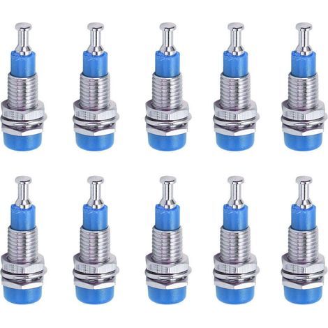 J.40006 10 pièces douilles banane femelle nickelées 2mm, montage panneau, bornes de connexion bleues (1/5)