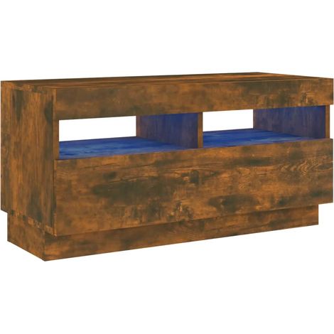 Mobile TV multimediale scaffale per televisione televisione buffet sala da pranzo soggiorno camera da letto con luci LED rovere affumicato 80 x 35 x 40 cm marrone 020026747