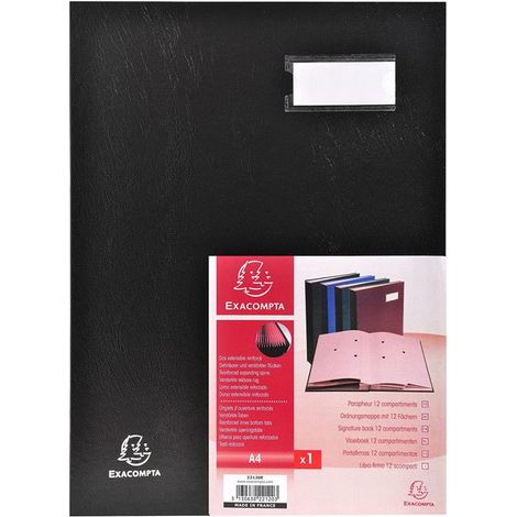 Parapheur - EXACOMPTA - 24121E - 12 Compartiments - Couverture en Carton Plastifié - Noir (1/5)
