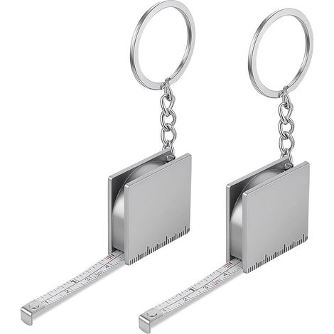 2 mini mètres ruban, rétractable, métrique, argenté, métal (1/5)