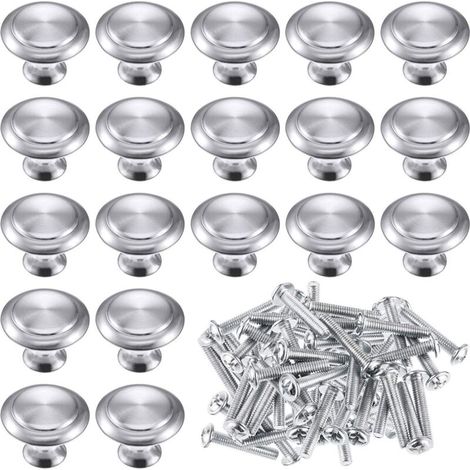 Lot de 15 boutons de porte ronds en forme de champignon en acier inoxydable pouRôtiroir, porte, armoire, cuisine Argenté 2.4 x 2.9 cm (1/5)