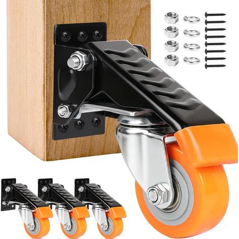 4 Pièces Roulette Charge Lourde pour Établi, Capacité de 300kg, 63,5mm, Roulette de Levage avec Plaque en Acier, Roue en Polyuréthane, Roulettes Pivotantes pour Établi Meuble, Tables, Machines (1/5)