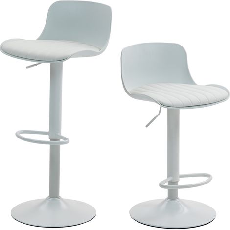 2 sgabelli da bar girevoli regolabili, schienale in plastica, seduta in ecopelle, bianchi (1/5)